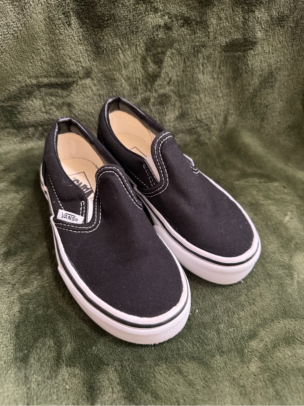 Vans Kids Black and White Slip-On Canvas Sneakers